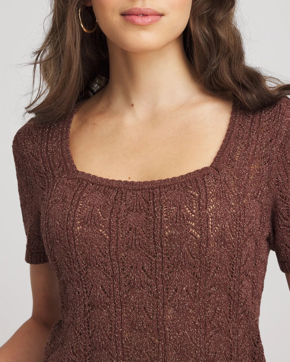 Pointelle Square-Neck Pullover Sweater - US 5679