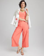 Linen Cargo Wide-Leg Cropped Pants - US 0769