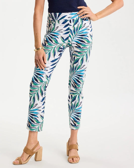 Palm Print Brigitte™ Slim Pull-On Crop Pant - US 0386