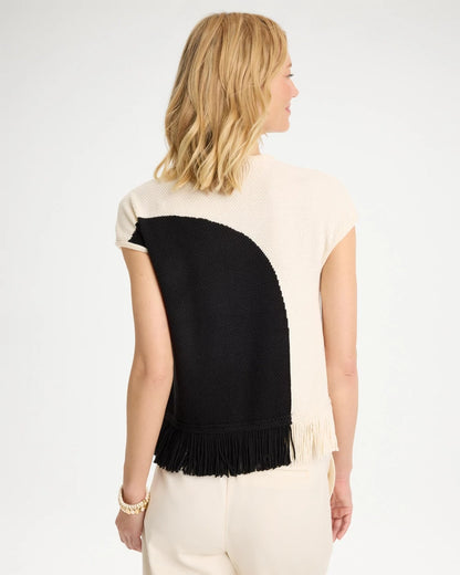 Colorblock Intarsia Fringed Sweater - US 9110
