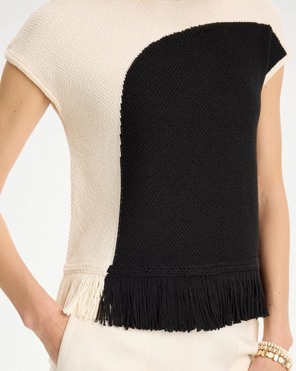 Colorblock Intarsia Fringed Sweater - US 9110