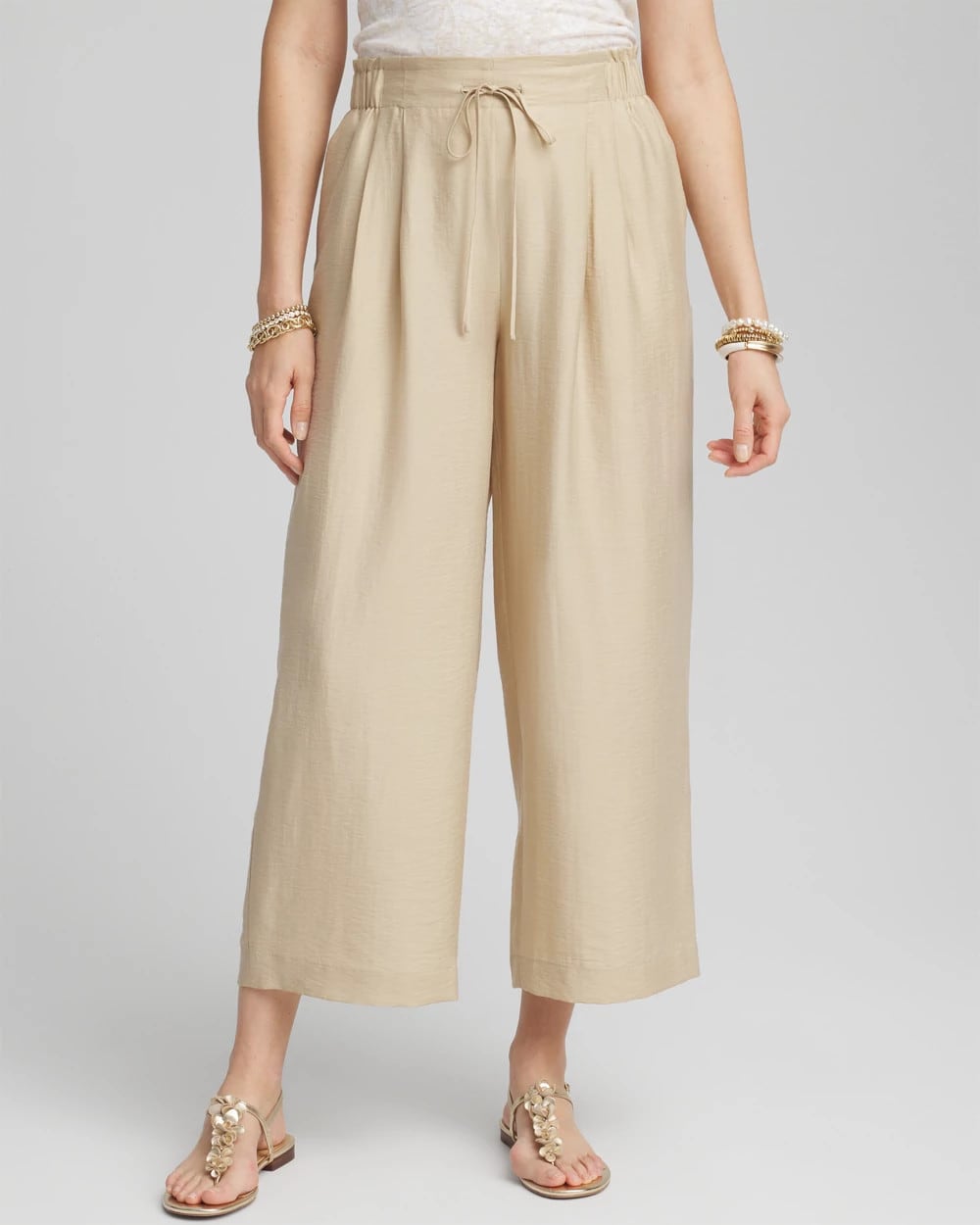 Lightweight Wide Leg Cropped Pants - US 2841