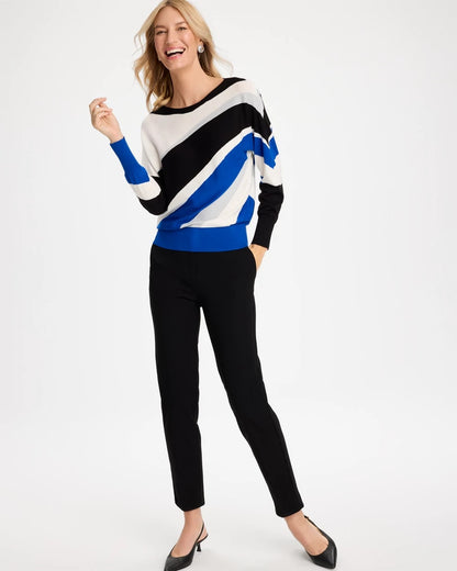 Intarsia Bateau Dolman Pullover Sweater - US 7716