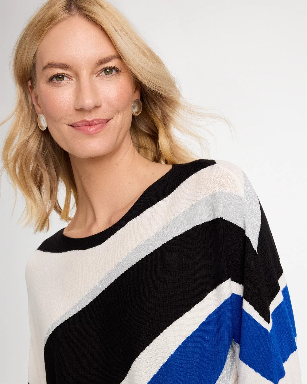 Intarsia Bateau Dolman Pullover Sweater - US 7716