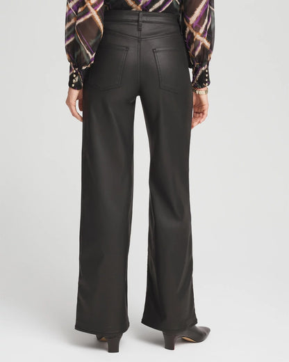 Petite High Rise Wide Leg Coated Denim Jeans - US 8255