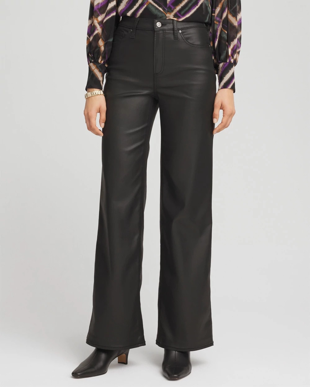 Petite High Rise Wide Leg Coated Denim Jeans - US 8255