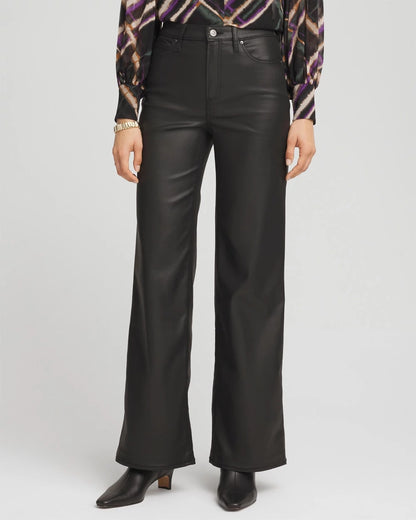 Petite High Rise Wide Leg Coated Denim Jeans - US 8255