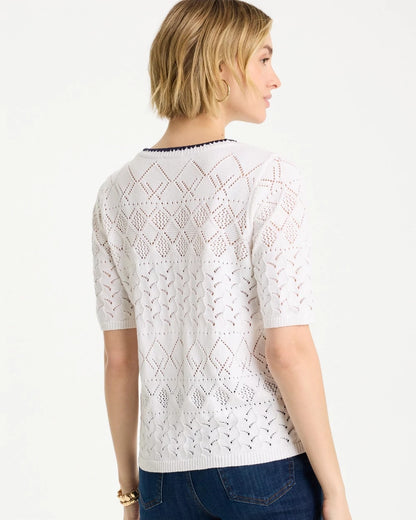 Pointelle Blanket-Stitch Pullover Sweater - US 6589