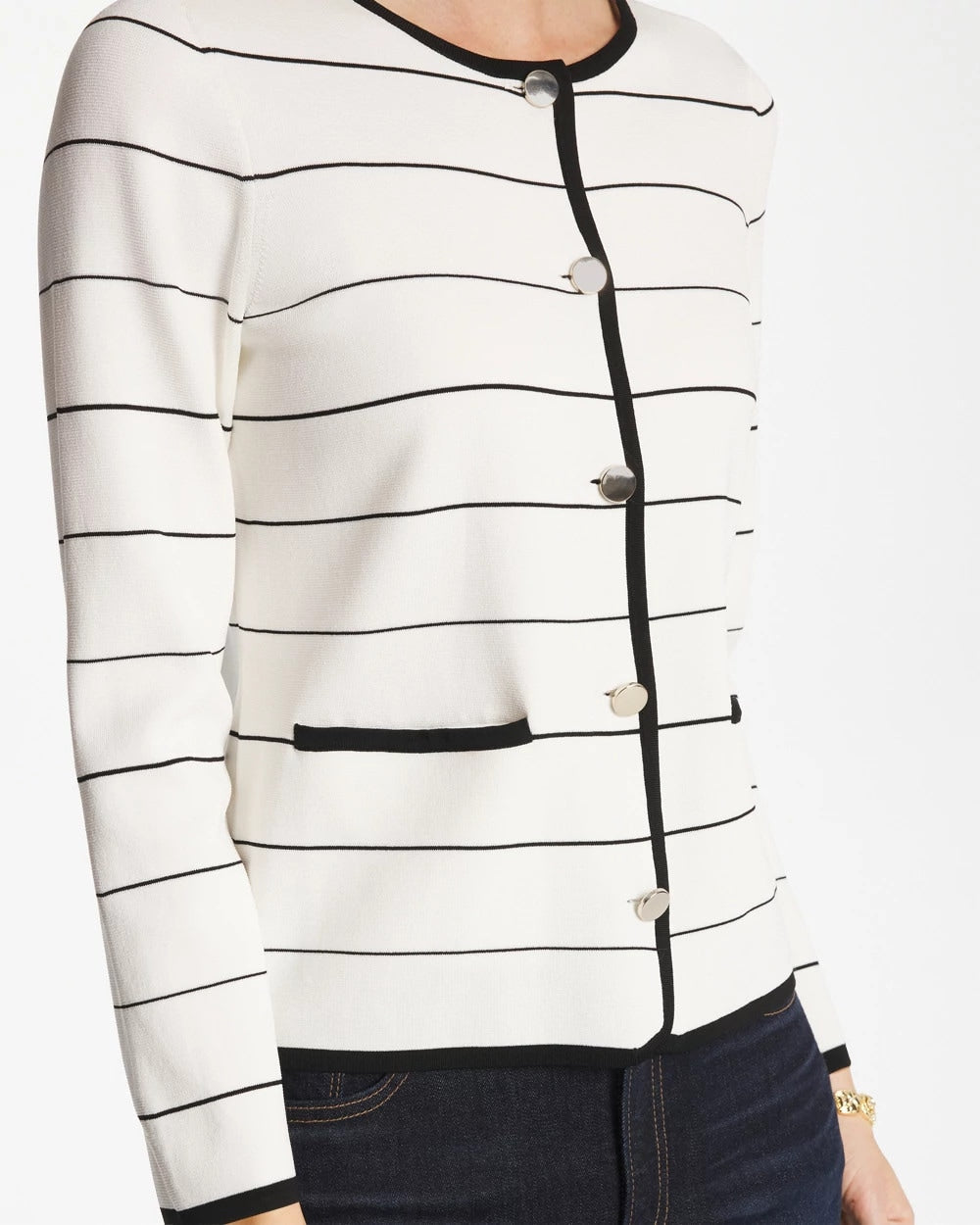 Contrast Tipped Sweater Blazer - US 1414