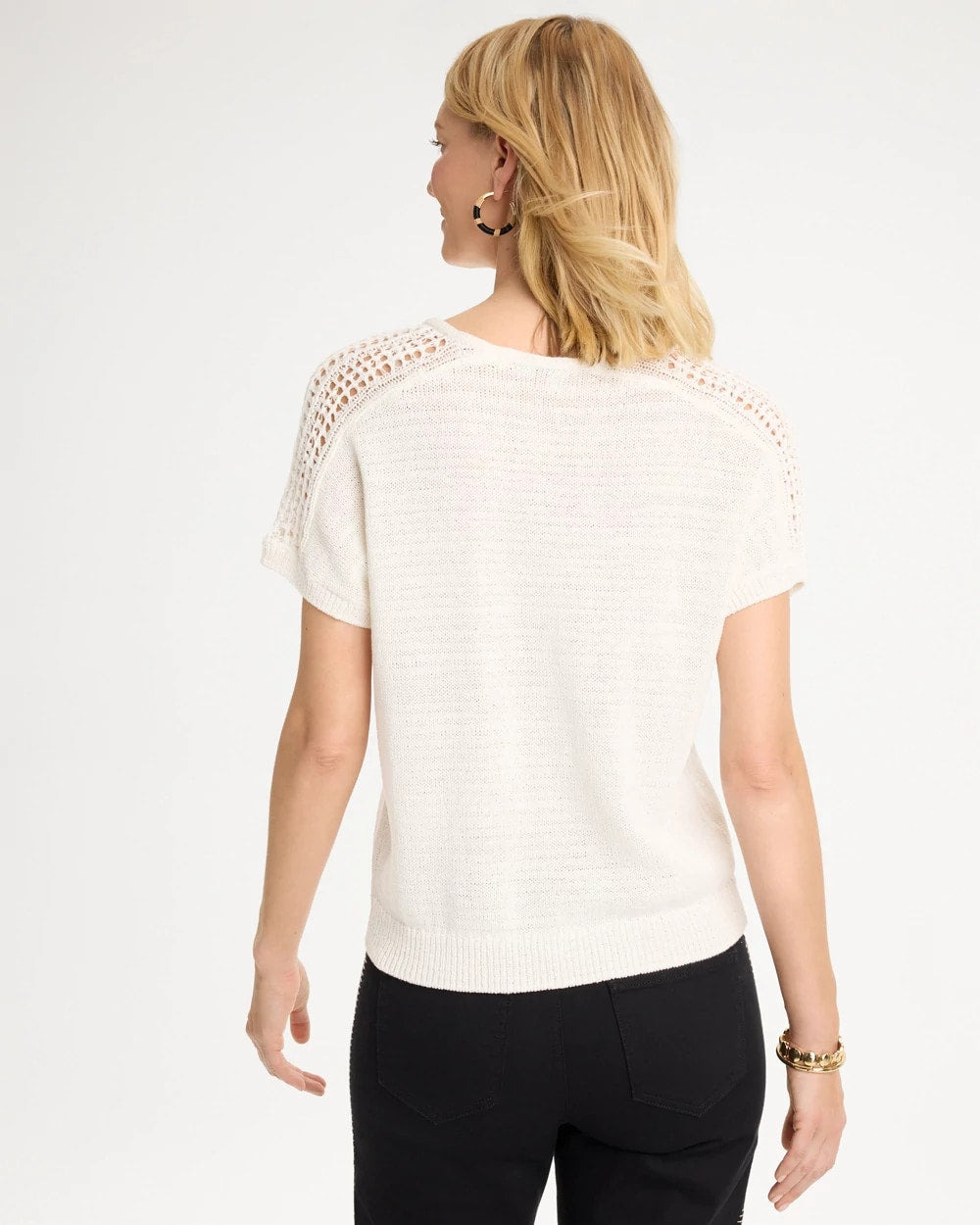 Pointelle Stitch Pullover Sweater - US 7270