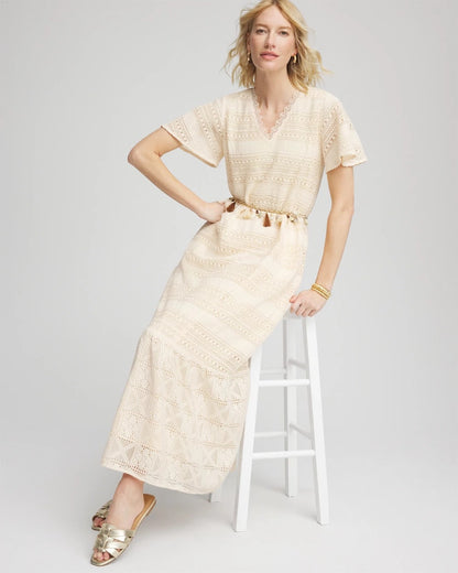 Crochet-Lace Maxi Dress - US 2827