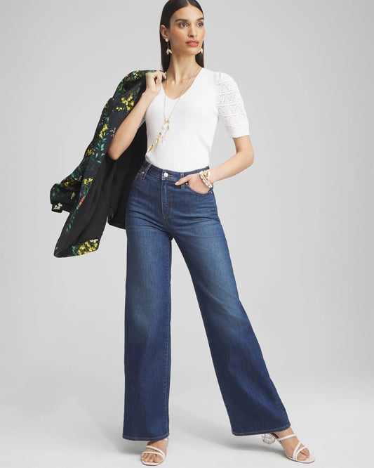 Pointelle Sleeve Pullover - US 7590