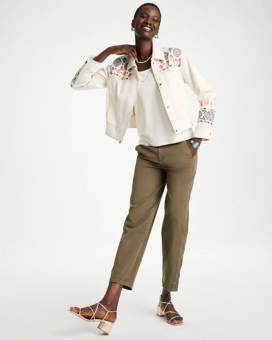 Cropped Embroidered Denim Jacket - US 4372