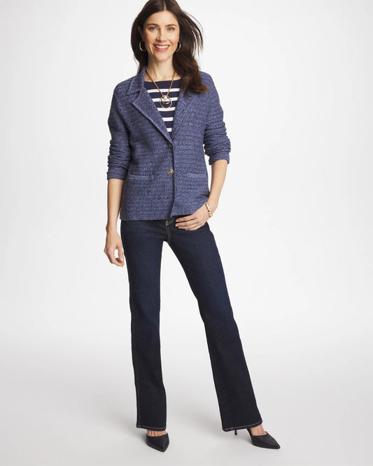 Denim Inspired Textured Cardigan - US 0327