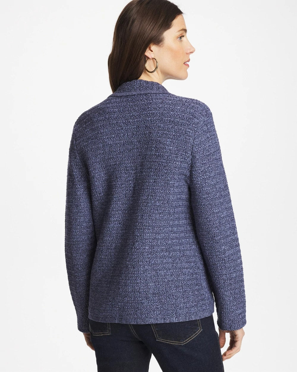 Denim Inspired Textured Cardigan - US 0327