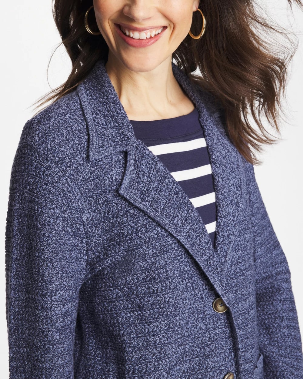 Denim Inspired Textured Cardigan - US 0327
