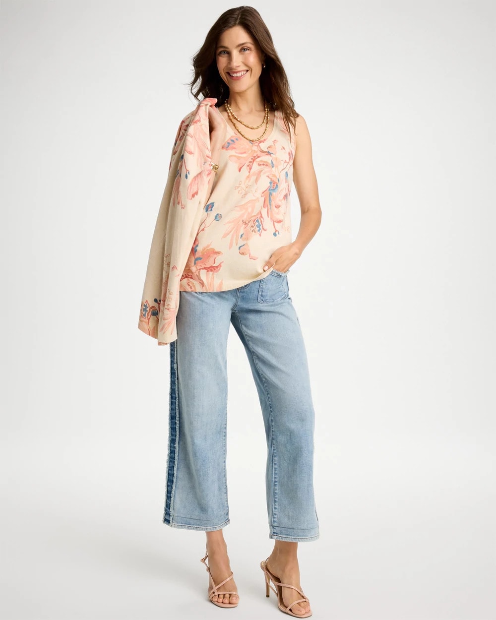 Ella Placed Print Sweater Tank - US 2992