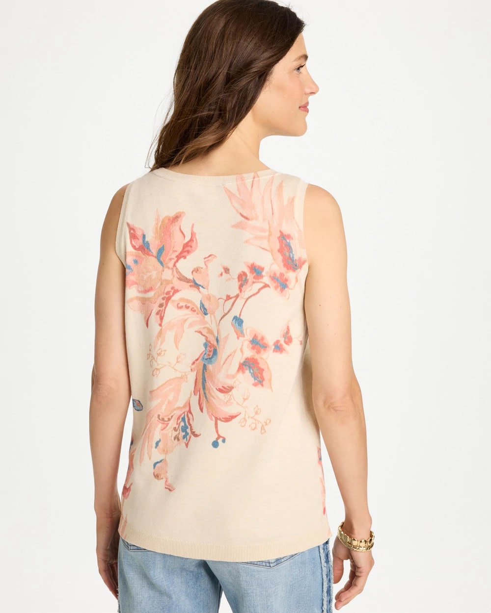 Ella Placed Print Sweater Tank - US 2992
