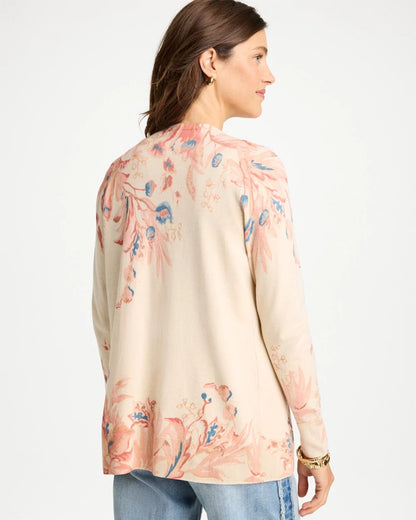 Ella Long-Sleeve Placed Print Cardigan - US 0019