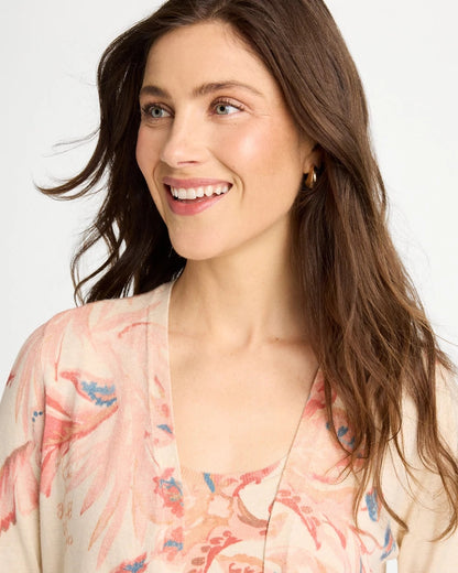 Ella Long-Sleeve Placed Print Cardigan - US 3194