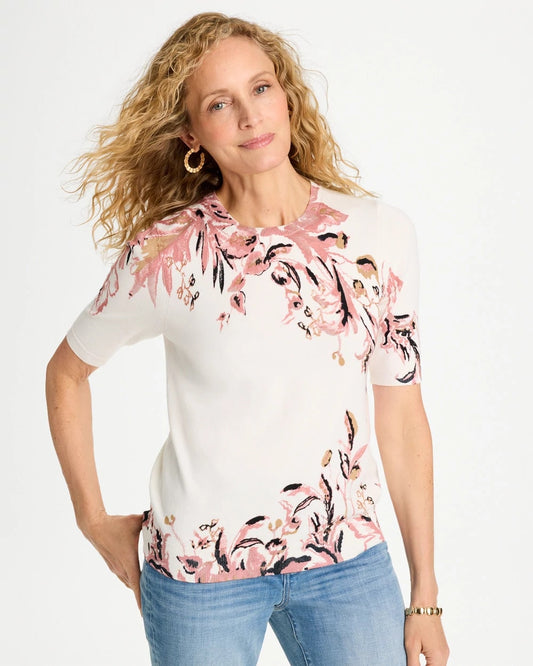 Ella Printed Short-Sleeve Sweater - US 3328