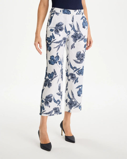 Piped Linen Fly Front Pants - US 5570