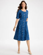 Denim Jacquard Midi Dress - US 5690