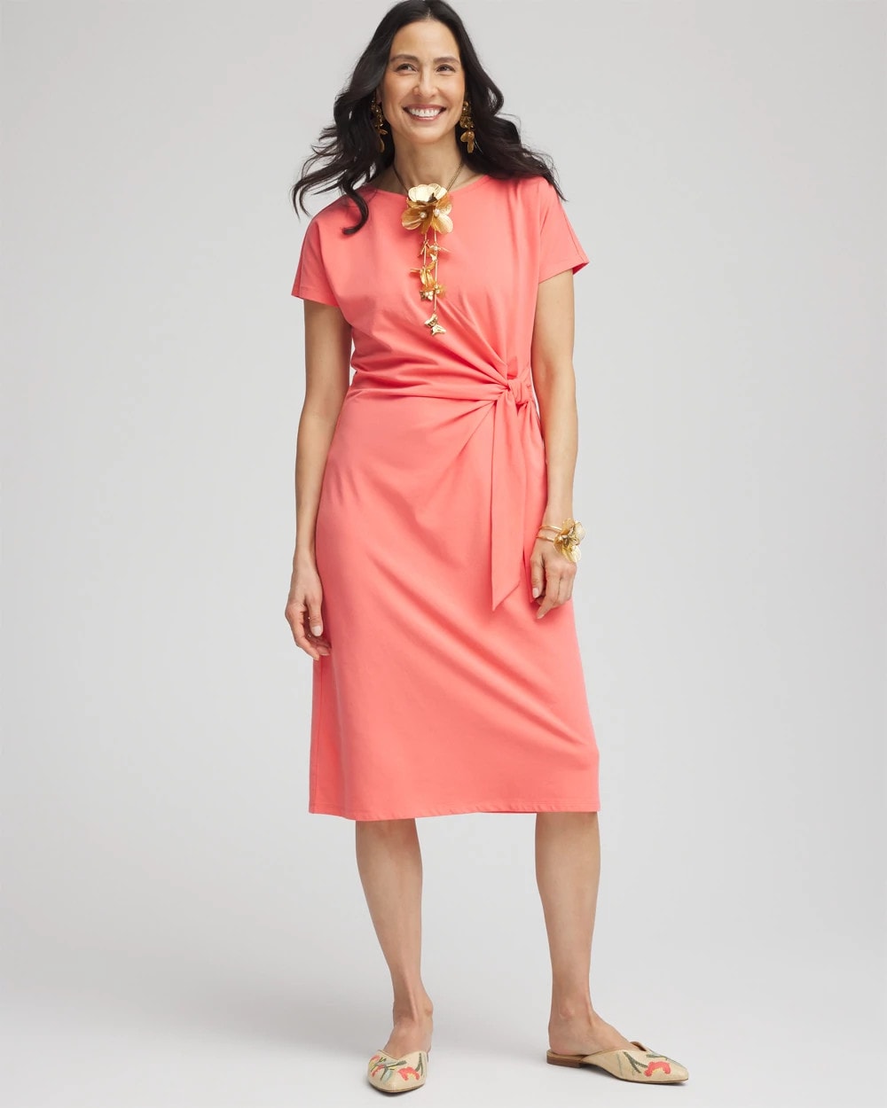 Dolman-Sleeved Side-Tie Dress - US 0755