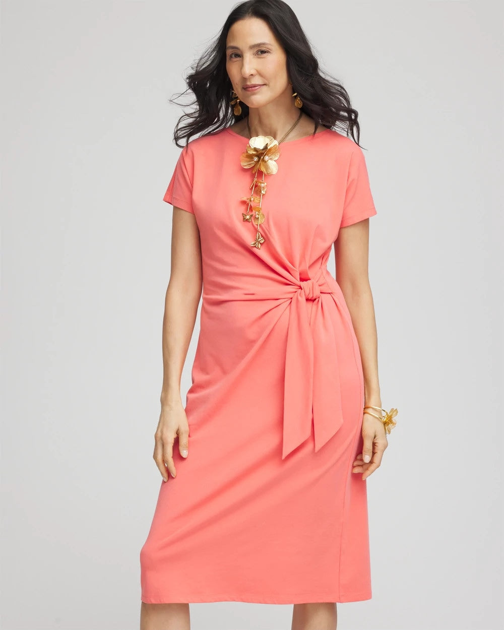 Dolman-Sleeved Side-Tie Dress - US 0755