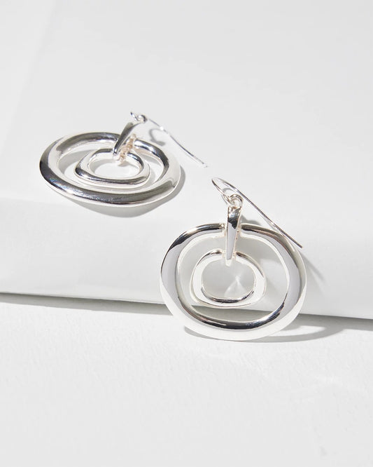 Silver Tone Drop Pendant Earrings - US 8919