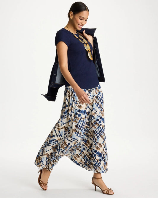 Faux Silk Printed Maxi Skirt - US 7333