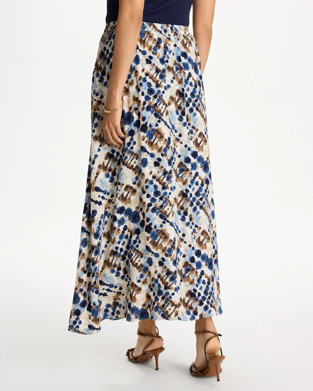 Faux Silk Printed Maxi Skirt - US 0415