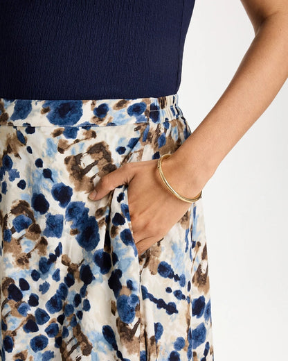 Faux Silk Printed Maxi Skirt - US 0415