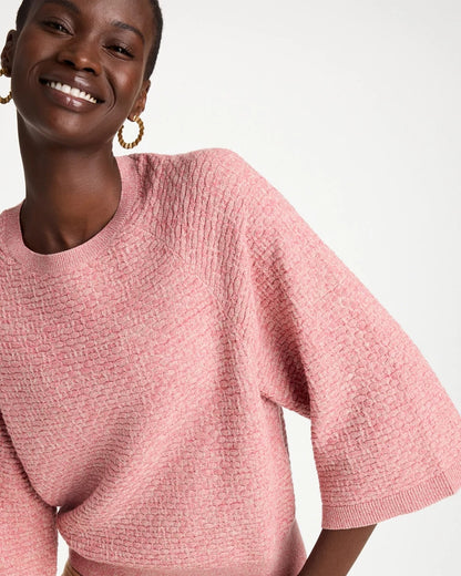 Cotton-Blend 3/4 Sleeve Pullover - US 3129