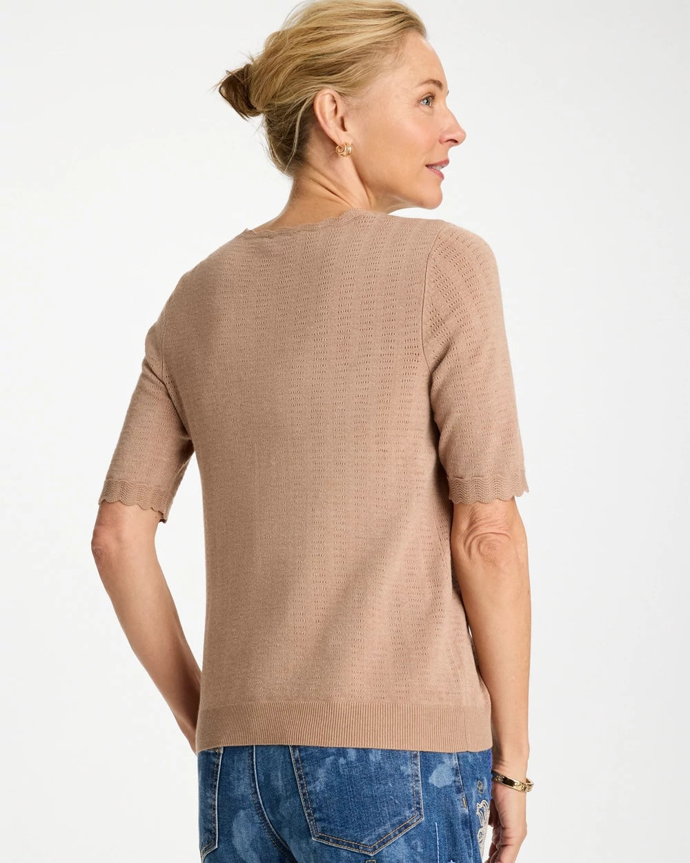 Ella Crewneck Pointelle Pullover Sweater - US 4905