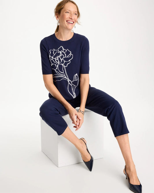 Ella Short-Sleeve Floral Sweater - US 5550