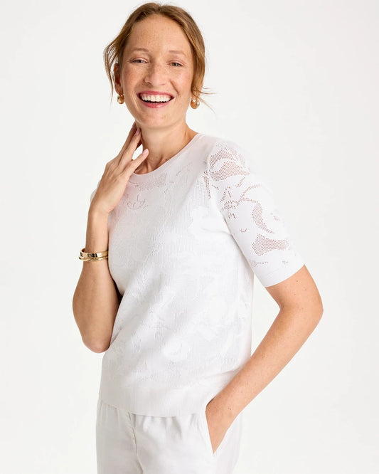 Ella Short-Sleeve Pointelle Sweater - US 5473