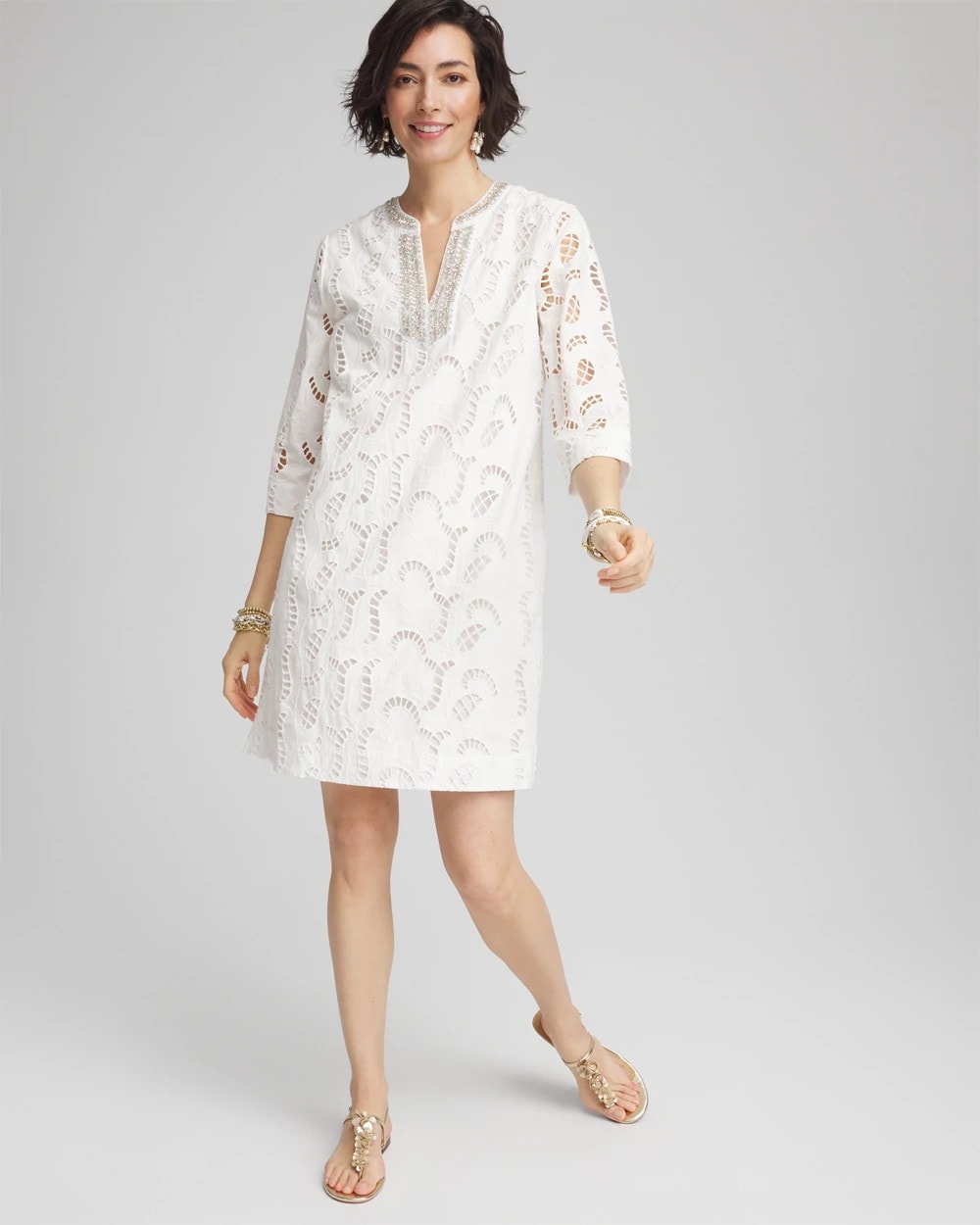 Eyelet Embellished Dress - US 0533