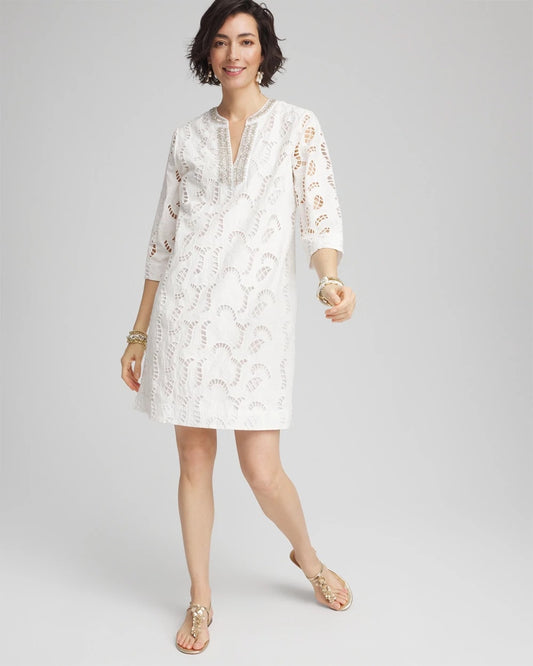 Eyelet Embellished Dress - US 0533