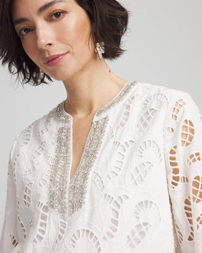 Eyelet Embellished Dress - US 0533
