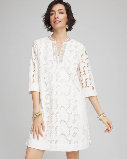 Eyelet Embellished Dress - US 0533