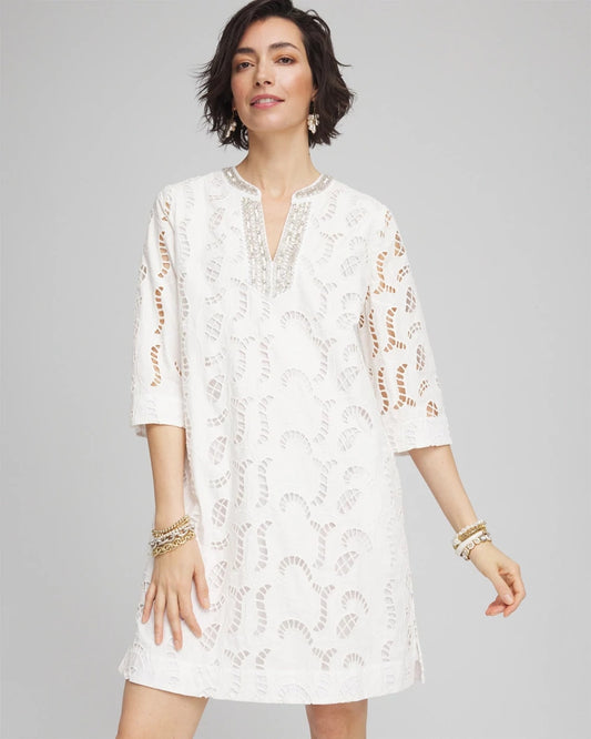 Eyelet Embellished Dress - US 0533