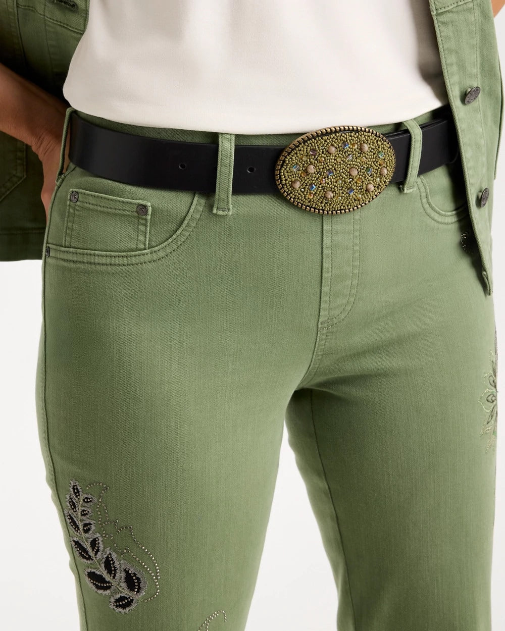 Leather Beaded Oval Buckle Trouser Belt - US 1356