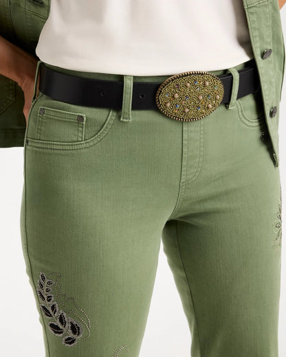 Leather Beaded Oval Buckle Trouser Belt - US 1356