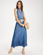 Indigo Twill Embroidered Hem Skirt - US 8250