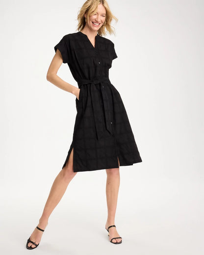 Embroidered Cotton Shirtdress - US 7816