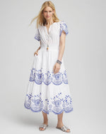 Embroidered Smocked Waist Dress - US 2667