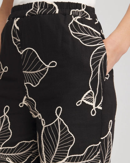 Petite Embroidered Wide-Leg Cropped Pants - US 2382