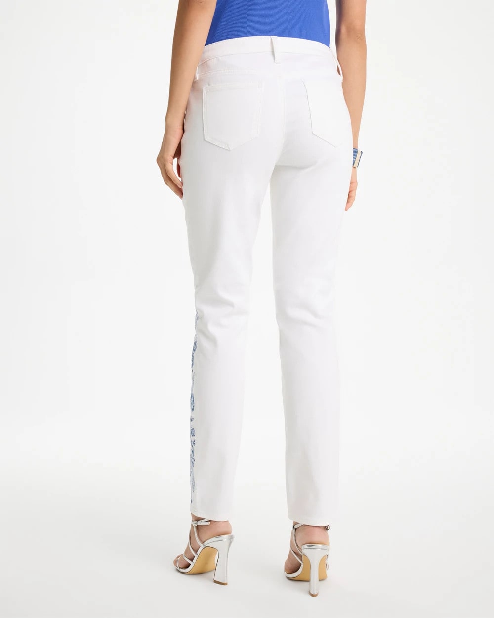 Embroidered Girlfriend Slim Ankle Jeans - US 4653