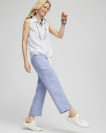 Linen Pull On Waist Cropped Pants - US 3000